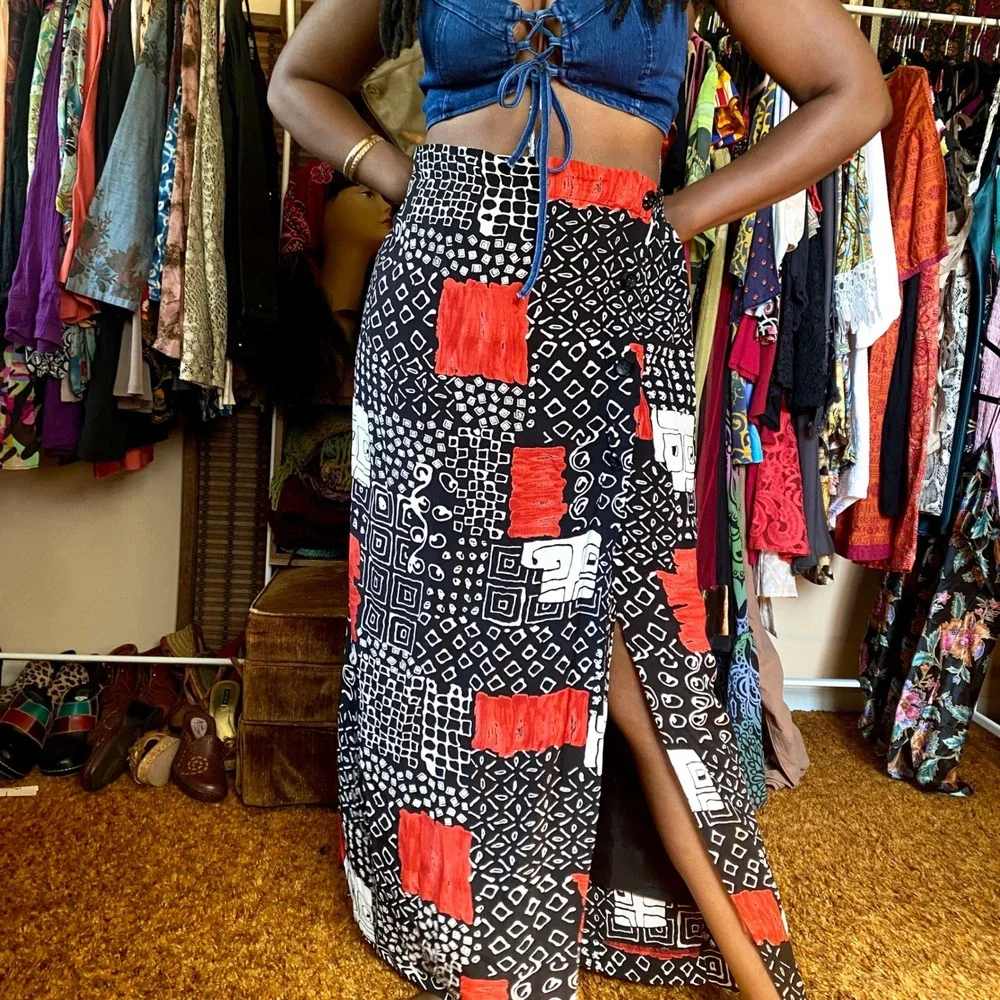 Boho Maxi Skirt 16 L XL 90s Long Modest Boho Chic